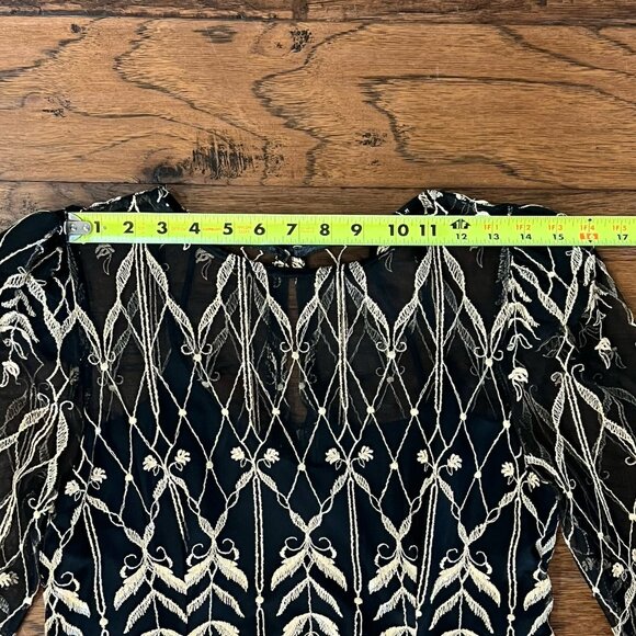 Vtg Cachet by Bari Protas Black Evening Gown Size 11/12 Gold Embroidered Sheer - Picture 14 of 16